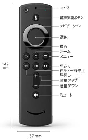 Amazon　ファイヤーTVスティック　ファイヤースティック　リモコンのボタン説明